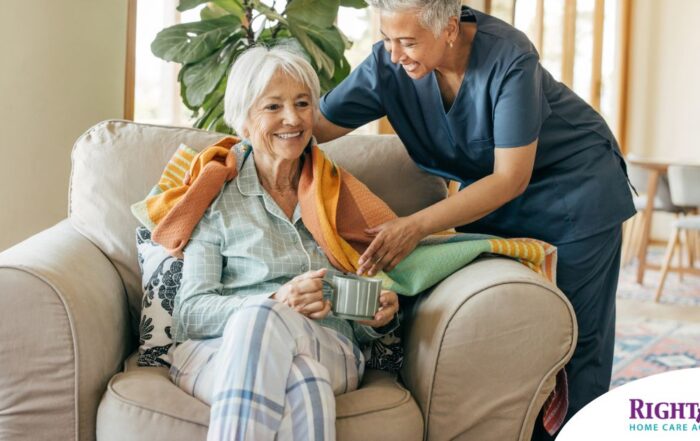 An aide provides home health care support for chronic conditions