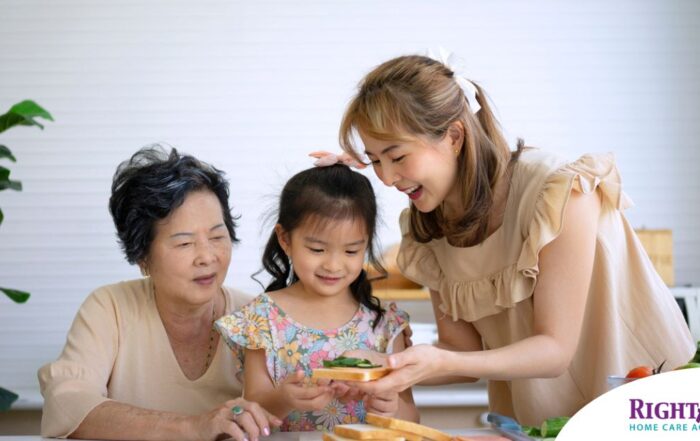 A sandwich generation caregiver in action.