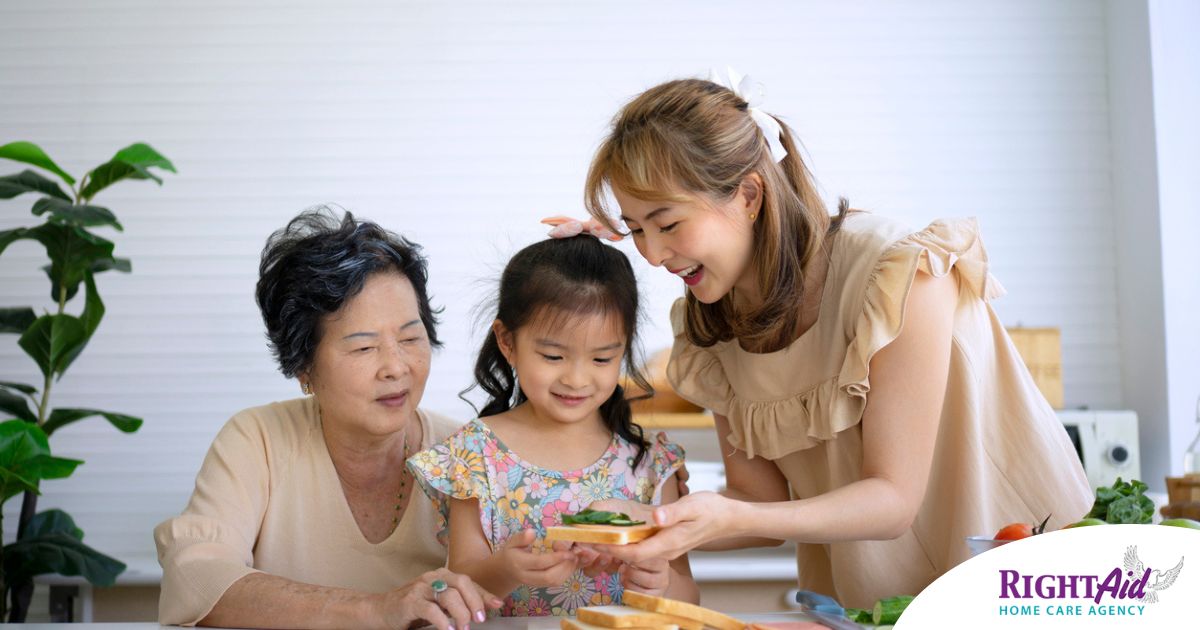 A sandwich generation caregiver in action.